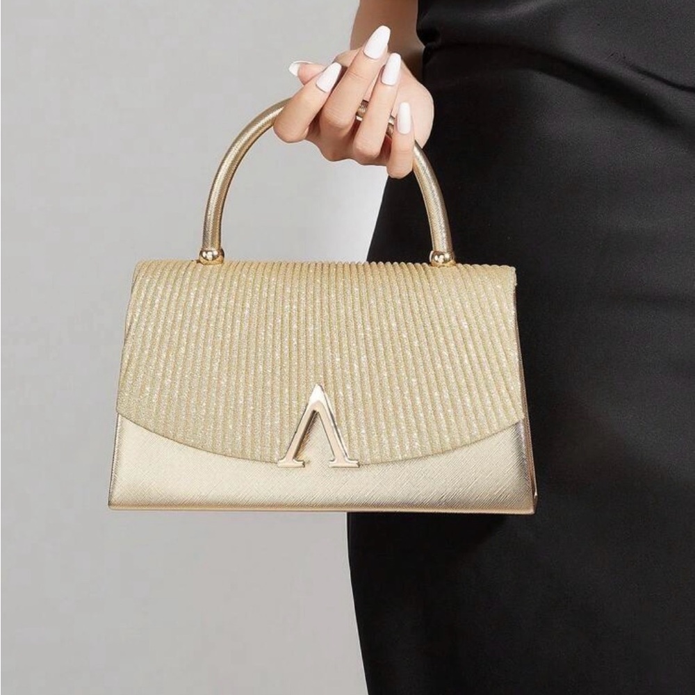 Gold Satchel with Signature Accent